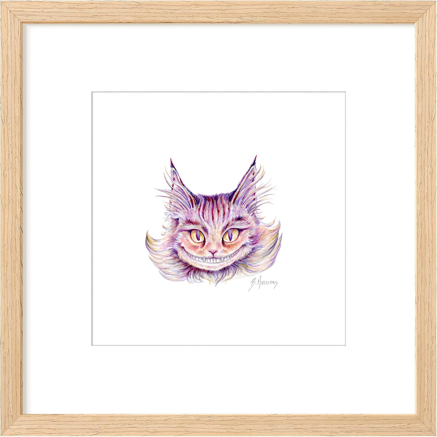 "The Cheshire Cat" Original Drawing (framed)
